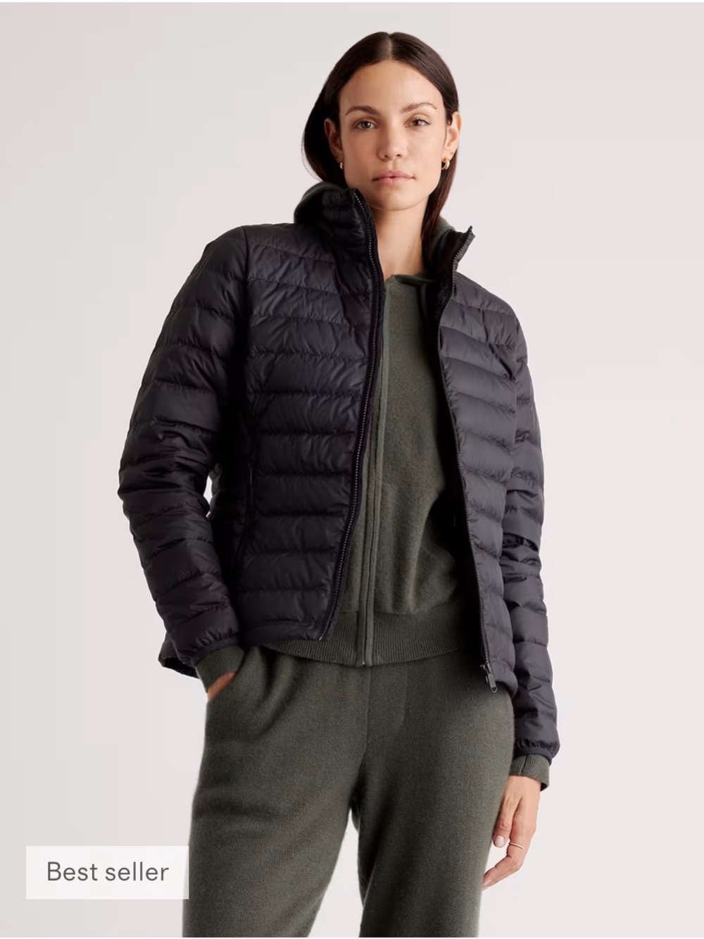 Quince Black Packable Quilted Puffer Jacket